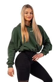 Dámska mikina Nebbia Loose Fit Crop Hoodie Iconic 421 dark green