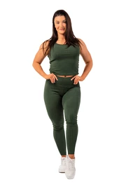 Dámske legíny Nebbia Organic Cotton Ribbed High Waist Leggings 405 dark green