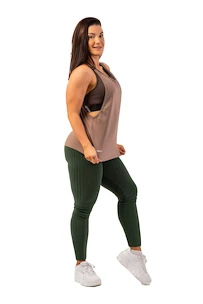 Dámske legíny Nebbia  Organic Cotton Ribbed High Waist Leggings 405 dark green XS