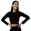 Dámske tričko GymBeam  FLO Ribbed CropTop Black