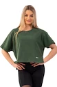 Dámske tričko Nebbia  Organic Cotton Loose Fit “The Minimalist” Crop Top 417 dark green M/L