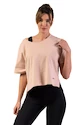 Dámske tričko Nebbia  Organic Cotton Loose Fit “The Minimalist” Crop Top 417 salmon XS/S