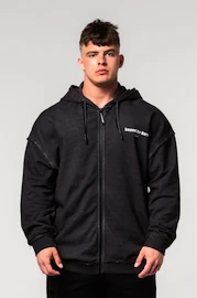 Pánska mikina Nebbia Washed-off Zip Up Hoodie GYM BRO Black