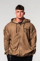 Pánska mikina Nebbia  Washed-off Zip Up Hoodie GYM BRO Light Brown