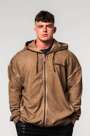 Pánska mikina Nebbia Washed-off Zip Up Hoodie GYM BRO Light Brown