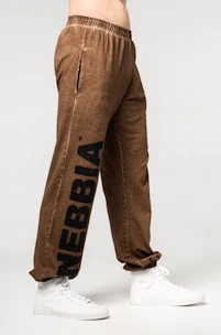 Pánske nohavice Nebbia  Washed-off Gym Sweatpants Baggy Style GYM BRO Ligth Brown