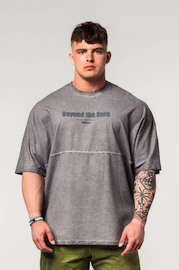 Pánske tričko Nebbia Washed-off Oversized Heavyweight Cotton T-shirt NO SHORTCUTS Light Grey