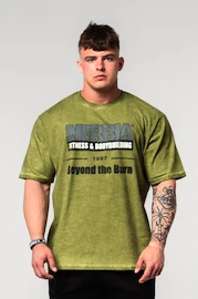 Pánske tričko Nebbia Washed-off Oversized T-shirt HERITAGE Green